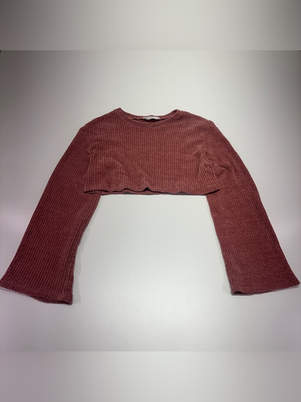 Urban Renewal Pink Chenille Cropped Bell Sleeve Sweater Boho Fairy Grunge